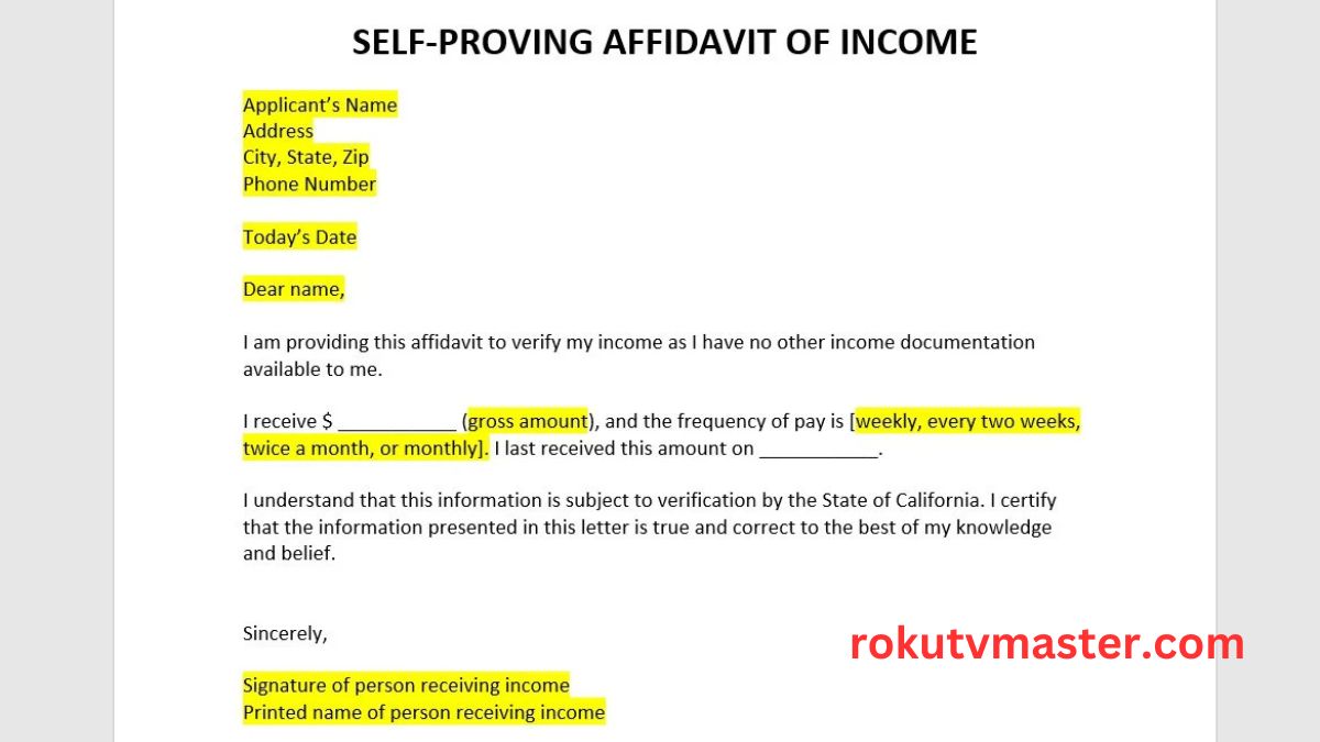 CEDA Zero Income Affidavit